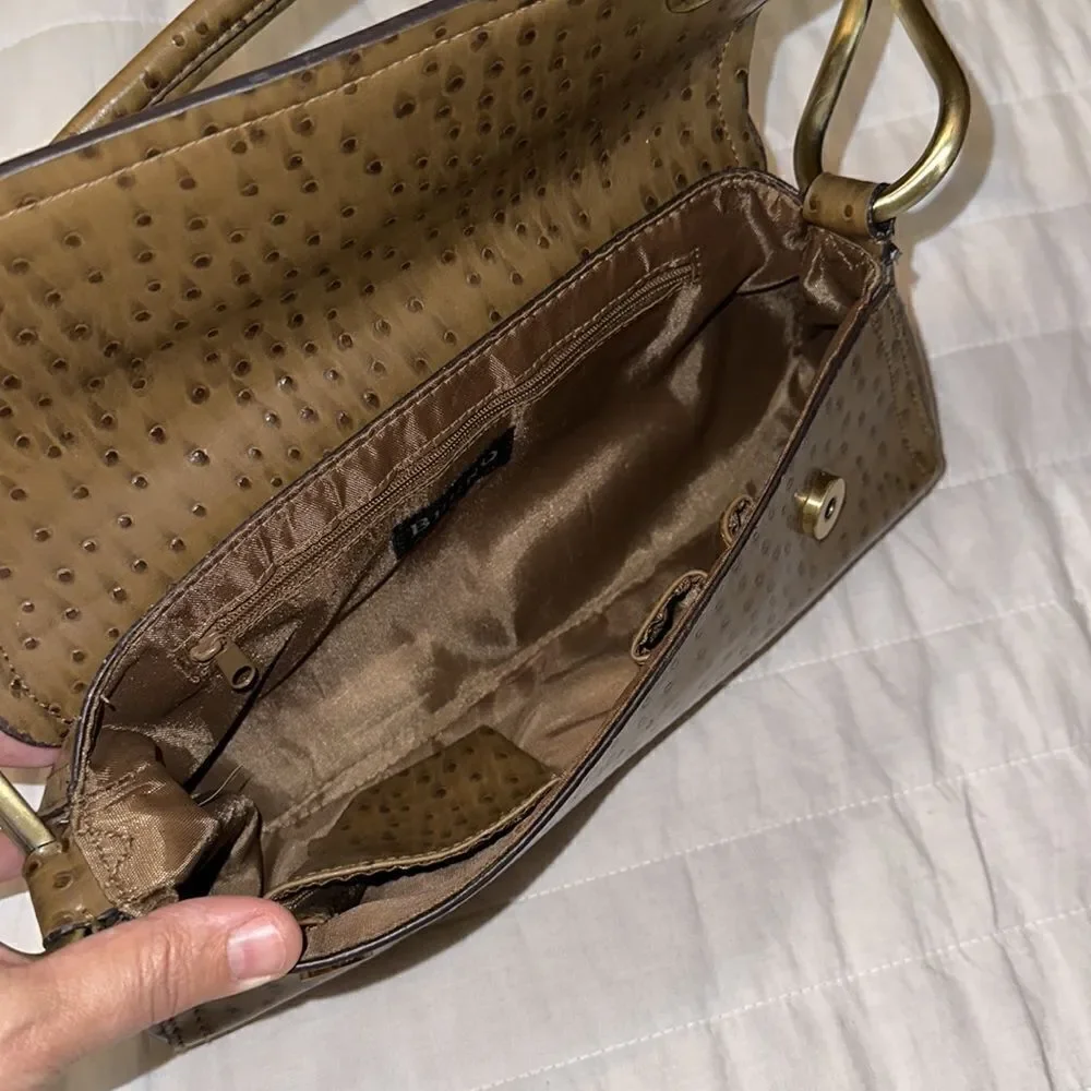 BUENO Faux Leather Tan Light Brown Ostrich Textured Hobo Bag